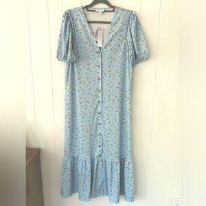 Topshop floral button down dress S 10